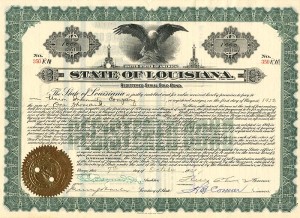 Huey Long signed State of Louisiana Gold Bond